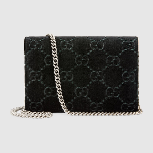 black GG velvet Dionysus GG velvet mini chain wallet | GUCCI® US