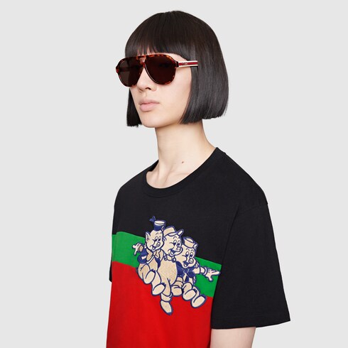Aviator sunglasses with gucci stripe store