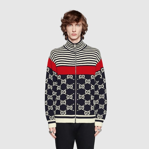 cotton sweatshirt with gucci stripe