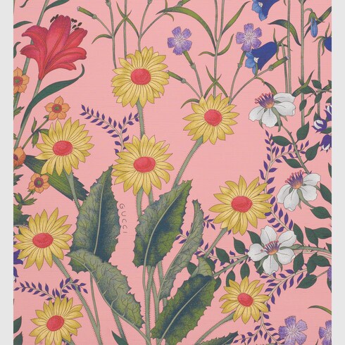 Light Pink New Flora Print Wallpaper | GUCCI® US