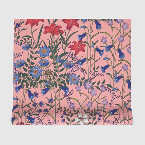 Light Pink New Flora Print Wallpaper Gucci Si
