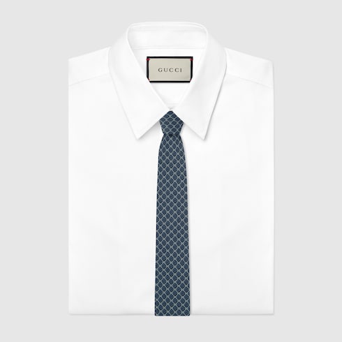 GG and rhombus motif silk tie