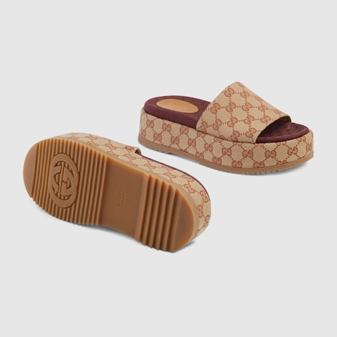 tan gucci slides