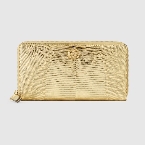 GG Marmont lizard zip around wallet