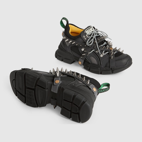 Black Men's Flashtrek Sneaker With Removable Spikes | GUCCI