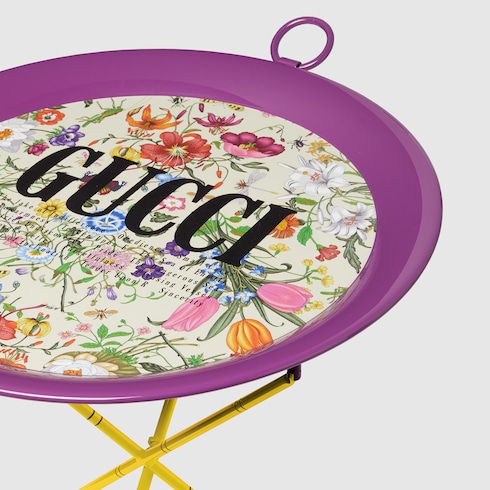 Flora print metal folding tray