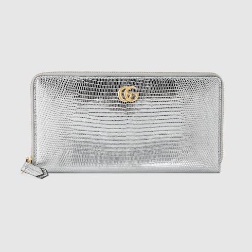 GG Marmont lizard zip around wallet