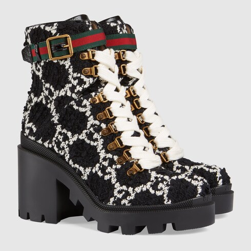 gucci tweed boots