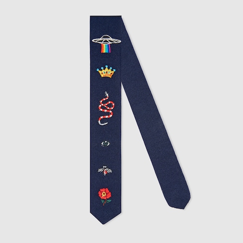 良品✨GUCCI 20SS エンブロイダリー ウール ニット タイ ネクタイ 良品✨GUCCI 20SS エンブロイダリー ウール ニット タイ ネクタイ