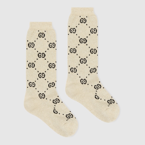 Chaussettes pour enfant en coton avec motif GG en lamé