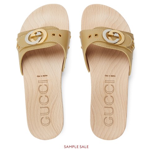 sandal interlocking slide leather gucci