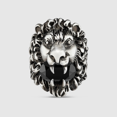 Lion head ring with crystal