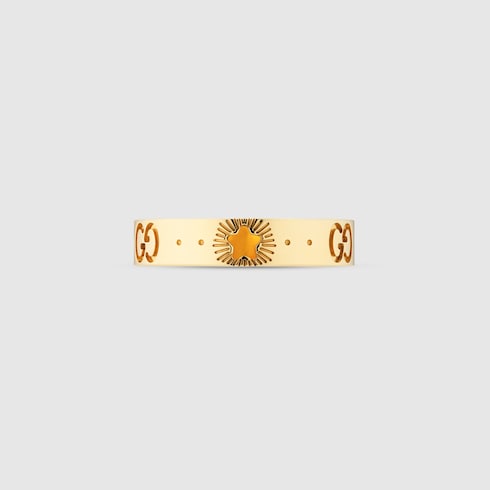 18K Yellow Gold Icon Ring With Stars 