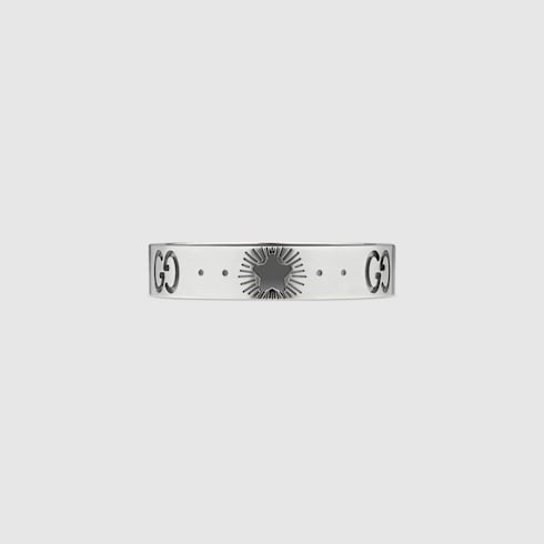 Icon white gold ring with stars