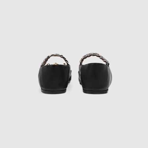 women's leather ballet flat with horsebit