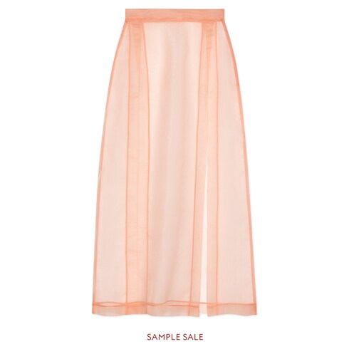 Pink Silk Organdy Skirt With Slit Gucci Us