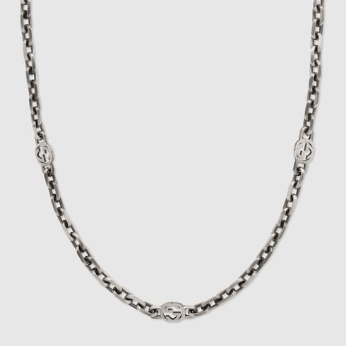 Silver necklace with Interlocking G