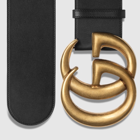 gucci wide leather belt with double g