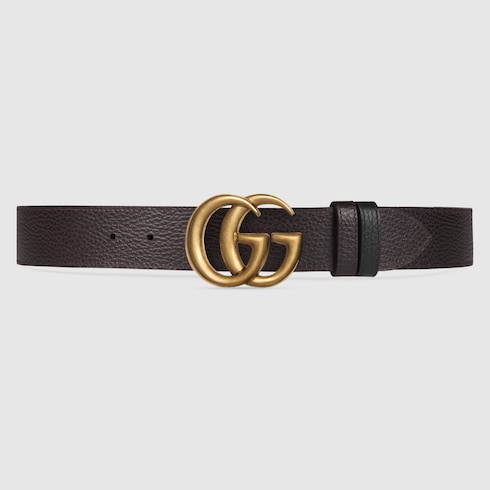 Reversible leather belt with Double G buckle