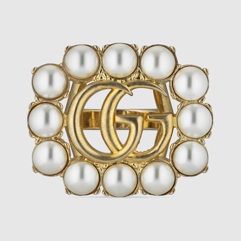 Gucci Pearl Double G ring. 7