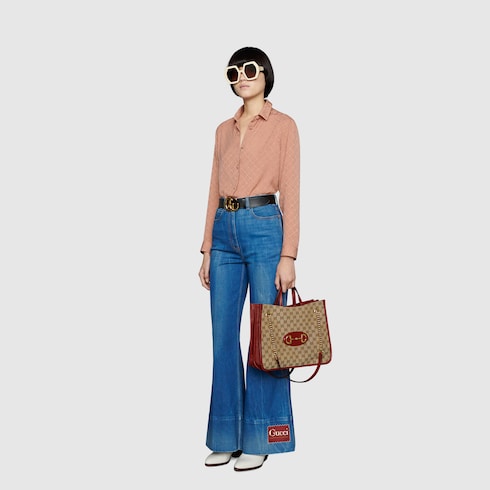 Beige Gucci Horsebit 1955 medium tote