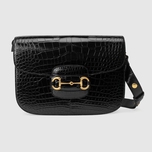 Soft stirrup light pink hot sale crocodile shoulder bag gucci