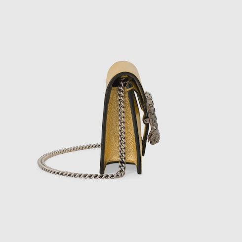 GUCCI Dionysus super mini metallic leather shoulder bag