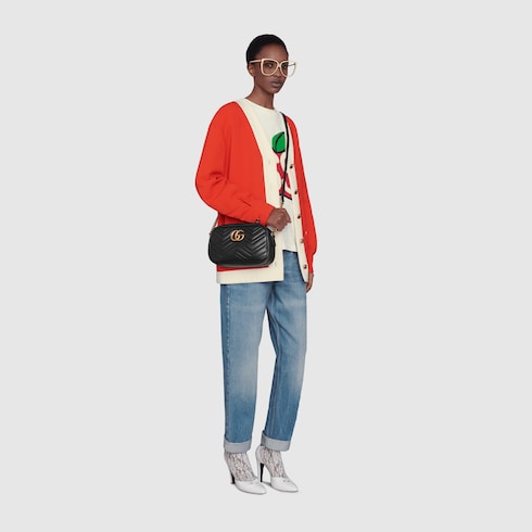 Black Leather GG Marmont Small Matelassé Shoulder Bag | GUCCI® US