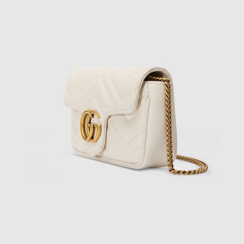 GG Marmont leather super mini bag in white chevron leather