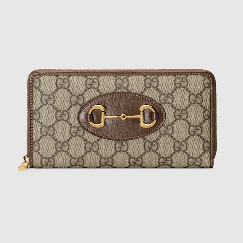 Gucci Horsebit 1955 zip around wallet in GG Supreme/brown