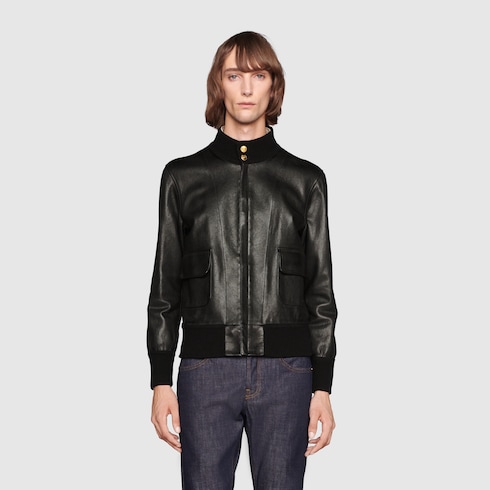 Gucci Leather bomber jacket. 1