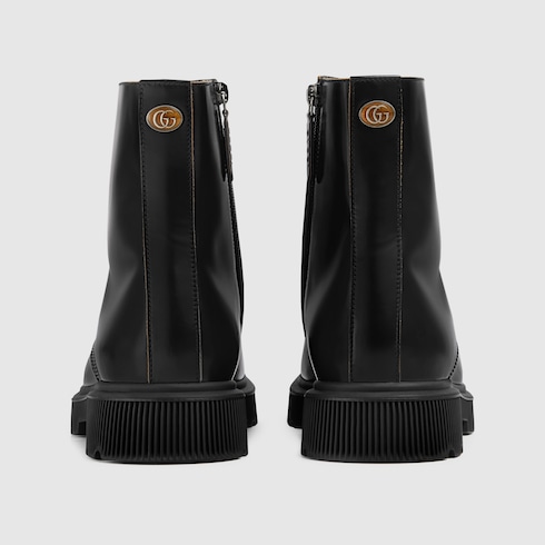 gucci leather boot with double g