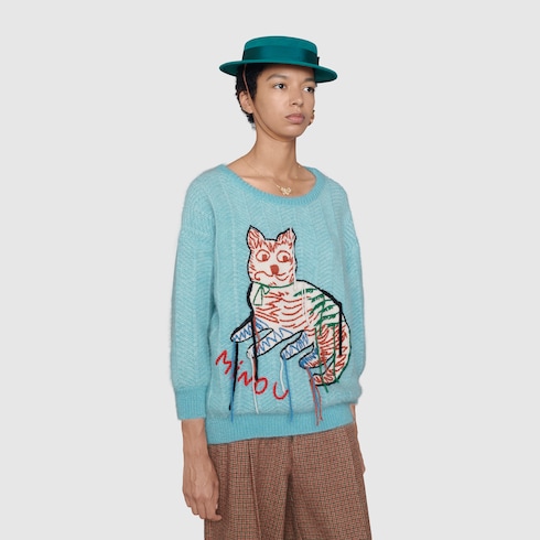 Gucci Mohair sweater with cat intarsia. 5