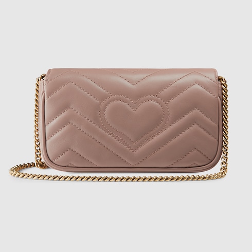 GG Marmont Super Mini Bag in Dusty Pink Chevron Matelasse GUCCI