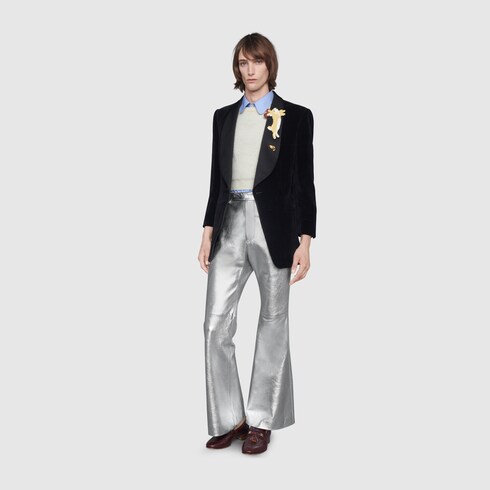 Gucci Metallic leather flare pant. 2