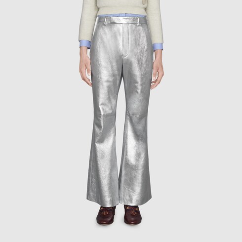 Gucci Metallic leather flare pant. 3