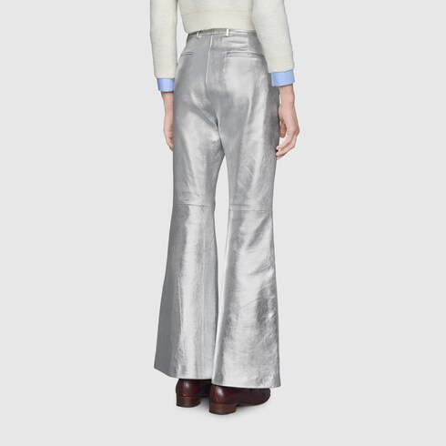 Gucci Metallic leather flare pant. 4