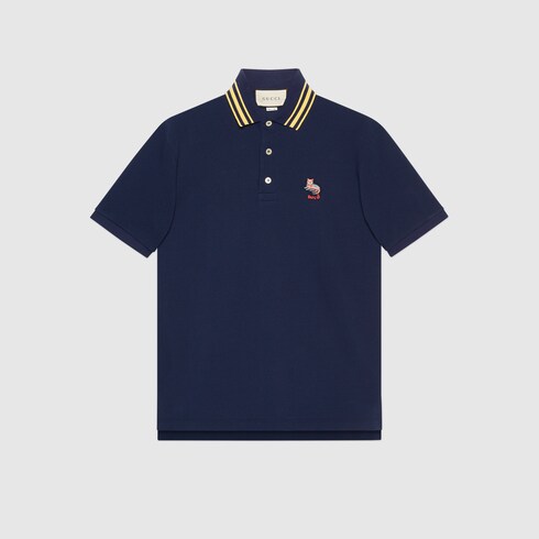 Gucci Cotton piquet polo with cat patch. 8