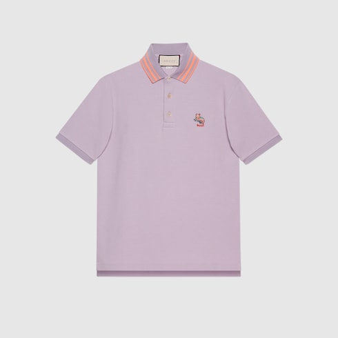 Gucci Cotton piquet polo with cat patch. 3