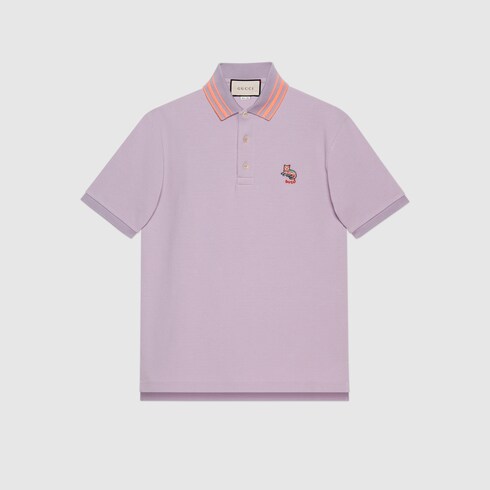 Gucci Cotton piquet polo with cat patch. 4