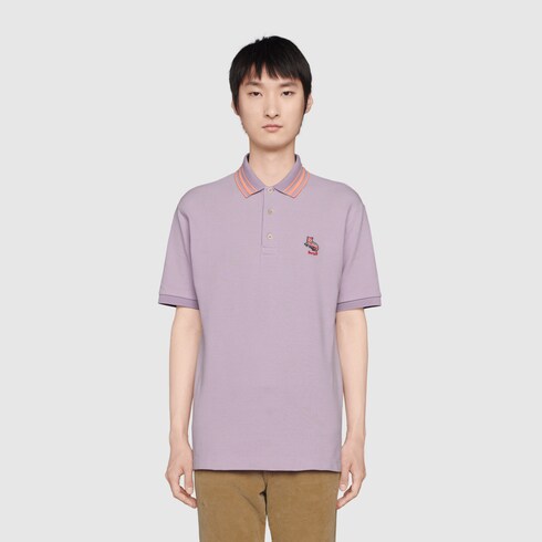 Gucci Cotton piquet polo with cat patch. 1