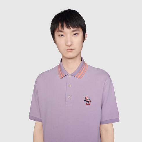 Gucci Cotton piquet polo with cat patch. 7