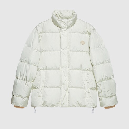 Gucci 'think/thank' print nylon down jacket. 9