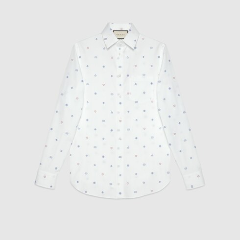 Gucci Oxford shirt with symbols fil coupé. 4