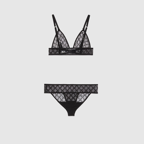 Dessous-Set aus Tüll mit GG Stickerei