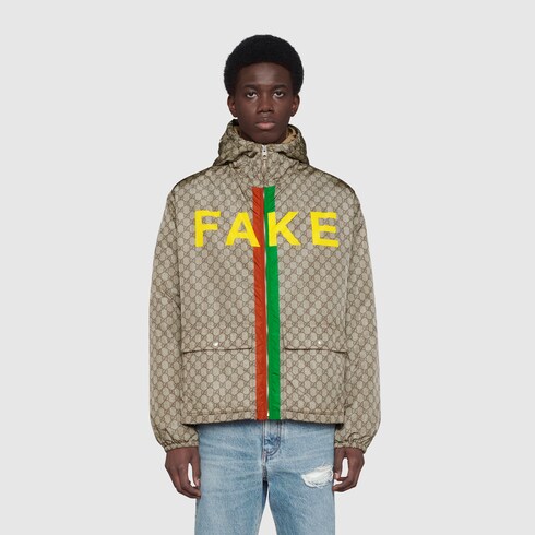 Gucci 'Fake/Not' print GG nylon jacket. 9