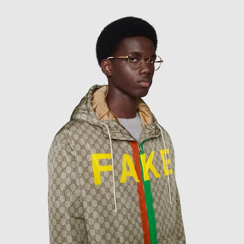 Gucci 'Fake/Not' print GG nylon jacket. 7