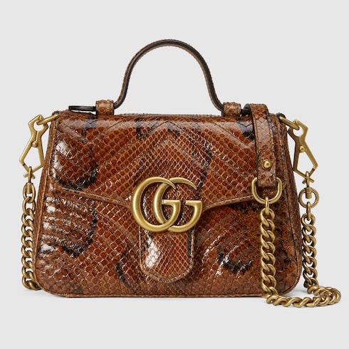 Gucci GG Marmont mini python top handle bag. 2 Gucci GG Marmont mini python top handle bag. 2