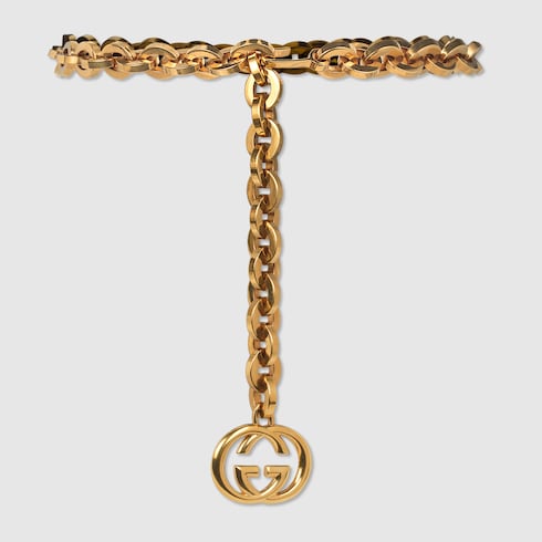 Chain belt with Interlocking G charm