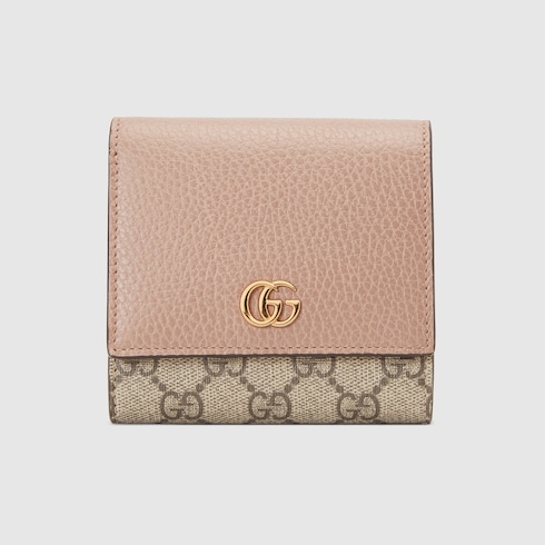 GG Marmont card case wallet in light pink leather and Supreme